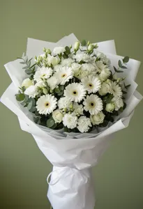 Gerbera Liniștită Albă